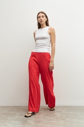 L158GPP4 PANTALON ANCHO DE LINO CON TAJO