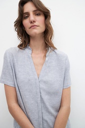 L158GBH1 BLUSA DE LINO CON VOLADOS