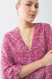 L165AJN6 COLLAR ACERO CON DIJE FLORAL Y PERLAS