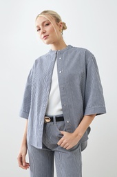 L165GBT5 CAMISA RAYADA DE JEAN CUELLO MAO
