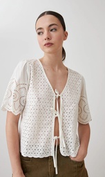 L167GBH4 BLUSA DE BRODERIE CON LAZOS