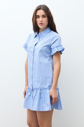 L170GDM2 VESTIDO CAMISERO RAYADO CON VOLADOS